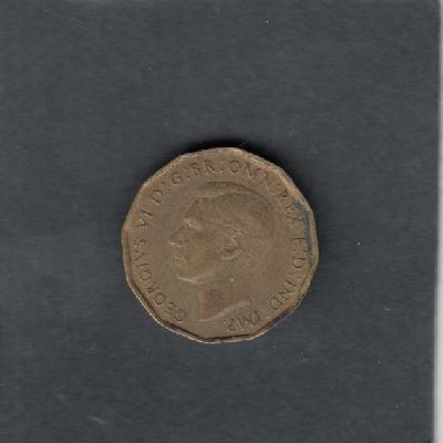 Beschrijving: 3 Pence  GEORGIUS VI